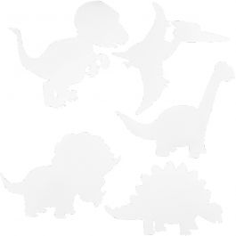 Dinosaures, H : 15-22 cm, L : 24-25 cm, 230 gr, blanc, 16 pièces/ 1 Pq. [HOB-95205]