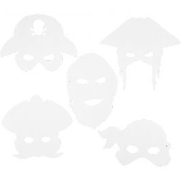 Masques de pirates, H: 16-26cm, L: 17,5-26,5cm, 230 gr, blanc, 16 pièces/ 1 Pq. [HOB-95212]