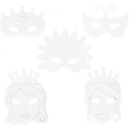 Masques conte de fée, H: 13,5-25cm, L: 17-25cm, 230 gr, blanc, 16 pièces/ 1 Pq. [HOB-95214]