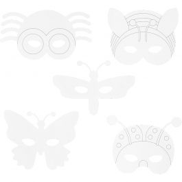 Masques insectes, H: 14-17cm, L: 19,5-23cm, 230 gr, blanc, 16 pièces/ 1 Pq. [HOB-95215]