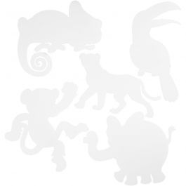 Animaux de la jungle, H : 14-25 cm, L : 12-23 cm, 230 gr, blanc, 16 pièces/ 1 Pq. [HOB-95218]