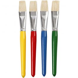 Kwasten voor Kinderen, L: 19 cm, B: 20 mm, plat, 4 stuk/ 1 doos [HOB-95236]