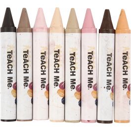 Waskrijt, L: 10 cm, d 15 mm, skin colours, 8 stuk/ 1 doos [HOB-95240]