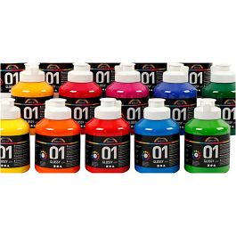 A-Color acrylverf, kleuren assorti, 01 - glossy, 10x500ml [HOB-968184]
