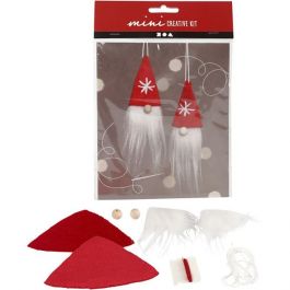 Creative mini kit, hangende kerstkabouter, H: 11 cm, 2 stuk/ 1 set [HOB977400]