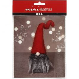 Mini Hobbyset, kerstkabouter met grijze baard, H: 13 cm, 1 doos [HOB-977403]