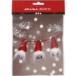 Creative mini kit, kerstkabouter aan een touw, H: 6 cm, 1 doos [HOB-977407]