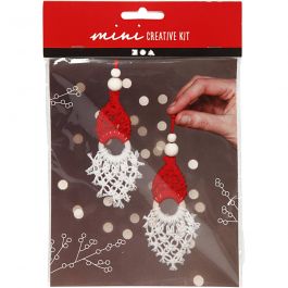 Mini Kit DIY, lutin de Noël en macramé, H : 14 cm, 1 Pq. [HOB-977410]