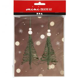 Mini Kit DIY, sapin de Noël en macramé, H : 11 cm, 1 Pq. [HOB-977411]