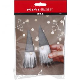 Creative mini kit, Scandinavische kerstkabouters, H: 12 cm, grijs, 1 doos [HOB-977429]