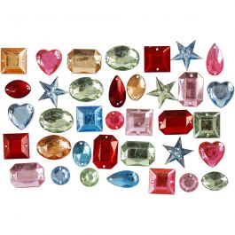Pierres de strass, dim. 10-17 mm, ass. de couleurs, 15 gr/ 1 Pq. [HOB-992271]