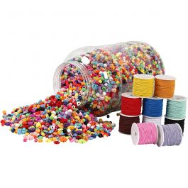 Emmer met Plastic Kralen & Elastiek, 1 set [HOB-99658]