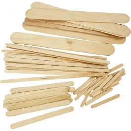 IJslollystokjes, L: 5,5+11,5+19+20 cm, B: 6+10+25 mm, naturel, 4250 stuk/ 1 doos [HOB-99806]