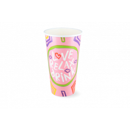 Milkshakebeker karton groot 560ml Ø9 cm 20oz roze FSC® (500 stuks) [TK-9987535]