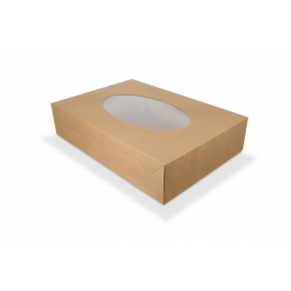 Cateringdozen kraft 36x25x8cm met venster (50 stuks) [TK-9987698]