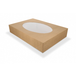 Cateringdozen kraft 46x32x8cm met venster (50 stuks) [TK-9987699]
