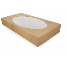 Cateringdozen kraft 56x32x8cm met venster (50 stuks) [TK-9987700]