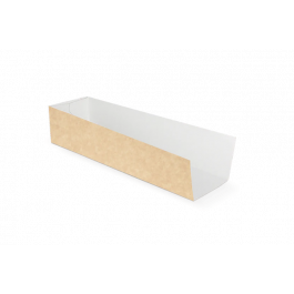 Barquette à hot-dog 7x5x23 cm kraft/Blanc (1.000 pcs) [TK-9988286]
