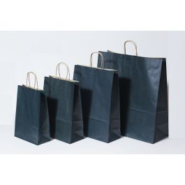 Draagtassen Papier Donkerblauw 22+10x31cm Kraft Papier 90 grams (50 stuks) [PAM2231DKBL]