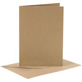 Kaarten en enveloppen, naturel, afmeting kaart 10,5x15 cm, afmeting envelop 11,5x16,5 cm, 6 set/ 1 doos [HOB23021]