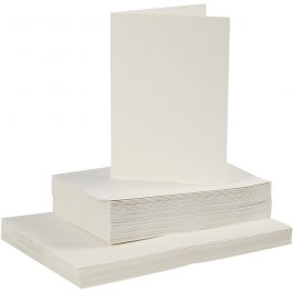 Kaarten en enveloppen, off-white, afmeting kaart 10,5x15 cm, afmeting envelop 11,5x16,5 cm, 50 set/ 1 doos [HOB23109]