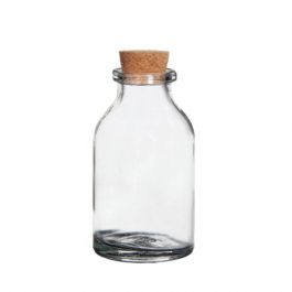 Glazen flesje Mini met kurk 20ml 6cm hoog Ø 3 cm (tray met 105 stuks) [IFS-28075]
