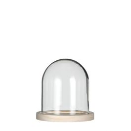 Dôme en verre avec base en bois Ø 12cm et 13cm de hauteur (1 pièce) [IFS-29422]