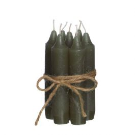 Bougie effilée Vert sapin, 11 cm de haut (lot de 7 pièces) [IFS-32160]