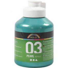 A-Color acrylverf, groen, afm 03, metallic, 500 ml/ 1 fles [HOB32222]