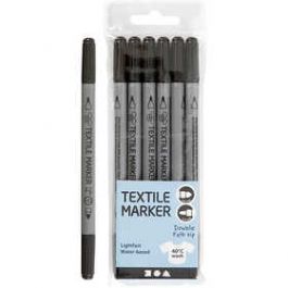 Feutres textile, noir, trait 2,3+3,6 mm, 6 pièce/ 1 Pq. [HOB34820]