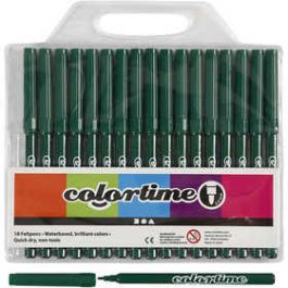 Feutres Colortime, vert foncé, trait 2 mm, 18 pièce/ 1 Pq. [HOB373558]