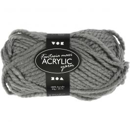 Pelote de laine acrylique Fantasia, gris, L: 35 m, dim. maxi , 50 gr/ 1 boule [HOB421868]