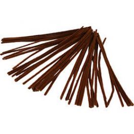 Chenille draad, bruin, L: 30 cm, dikte 6 mm, 50 stuk/ 1 doos [HOB51614]