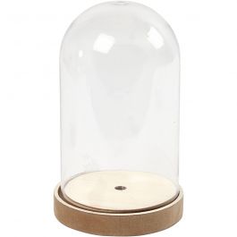 Cloche sur un socle en bois, H: 18 cm, d: 11 cm, 1 Pq. [HOB52163]