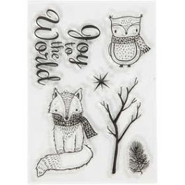 Timbres designs, hibou et renard, dim. 10,5x15 cm, 1 flles [HOB21583]