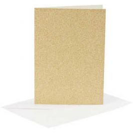 Kaarten en enveloppen, goud, afmeting kaart 10,5x15 cm, afmeting envelop 11,5x16,5 cm, glitter, 4 set/ 1 doos [HOB23023]