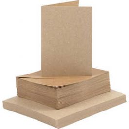 Kaarten en enveloppen, naturel, afmeting kaart 10,5x15 cm, afmeting envelop 11,5x16,5 cm, 50 set/ 1 doos [HOB23113]