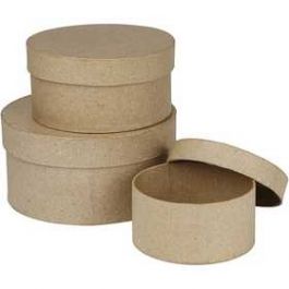 Ronde dozen, H: 5+6,5+7,5 cm, d: 10+13+16 cm, 3 stuk/ 1 set [HOB263700]