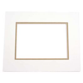 Passepartout Dubbeldik Ivoor/Olijfgroen 40,6x50,8cm met 27x34,6cm Venster (10 stuks) [MD20027]