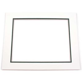 Passepartout Dubbeldik Ivoor/Donker Groen 40,6x50,8cm met 27x34,6cm Venster (10 stuks) [MD20038]
