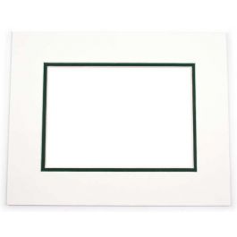 Passepartout Dubbeldik Wit/Donker Groen 40,6x50,8cm met 27x34,6cm Venster (10 stuks) [MD20209]