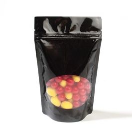 Doypack noir avec fenêtre ovale 17.1x8.9x28.5cm (340 g) (100 Pièces) [ZBGO4B]