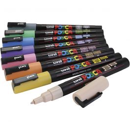 Posca Marker, diverse kleuren, afm PC-3M, lijndikte 0,9 - 1,3 mm, 8 div/ 1 doos [HOB-384290]