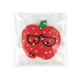 Frosted Plastiek Zakken 12,7x12,7 cm Met Hartjes Bedrukking en Plakstrip (100 Stuks) [B55FH]