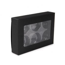 Boites kraft noir avec inserts ronds pour bonbons artisanaux 7x2.1x10.3cm (25 pièces) [CNDYR274B]