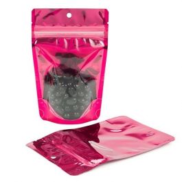 Stazakken Transparant/Fuchsia 10,2x6x15,2cm | 57 gram (100 stuks) [ZBGB2FS]