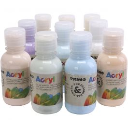 PRIMO luxe acrylverf, pastelkleuren, 10x125 ml/ 1 doos [HOB-638394]