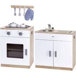 Cuisinière et évier VIGA, H : 55 cm, P: 36, L : 40x65 cm, 2 morceaux/ 1 set [HOB-908578]