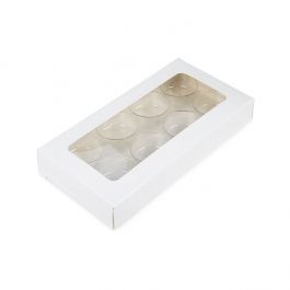 Boites kraft blanc avec inserts ronds pour bonbons artisanaux 7x2.1x13.8cm (25 pièces) [CNDYR272W]
