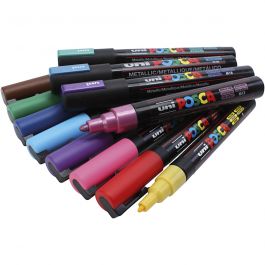 Posca Marker, diverse kleuren, afm PC-5M + PC-3M, lijndikte 0,9-1,3 + 2,5 mm, 12 div/ 1 doos [HOB-384116]